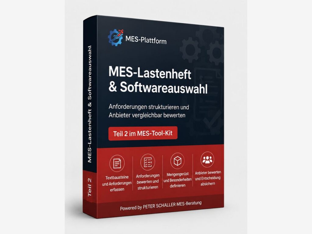 Cover der MES-Lastenheft- und Softwareauswahl-App als Teil 2 im MES-Tool-Kit der MES-Plattform
